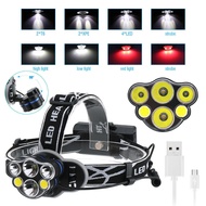 Original 80000LM T6 6LED Micro USB Headlamp HeadLight waterproof Flashlight 18650 for Fishing Camping Hiking