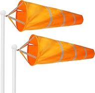 G128 2 Pack: Orange Windsock 40 Inch | Printed 210D Polyester | Heavy Duty Polyester Wind Direction 