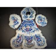 Prince Armor Handmade Silver Silk Cloth Blue Onion Line