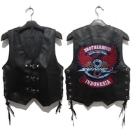 Jaket Rompi SONIC Semi Kulit Polos Hitam Oskar Rompi Plus Emblem BORDIR SONIC Bikers Touring Pria Mo