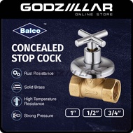 Balco Cross Handle Stopcock Stop  Shower Valve | Concealed Chrome (1/2 &amp; 3/4 &amp; 1)
