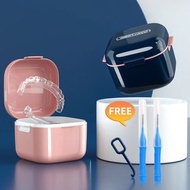 高品質牙齒矯正維持器牙套收納盒浸泡隱形牙齒假牙清潔牙齒收納便攜腰帶盒