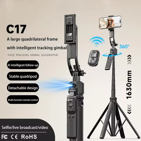C17 Selfie Stick Intelligent Ai Mobile Follow-Up Anti Shake Retractable Pan Tilt Automatic Camera To