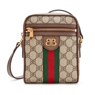 Gucci x Balenciaga The Hacker Project Beige Monogram Coated Canvas Hacker Shoulder Zip Bag Gold Hard