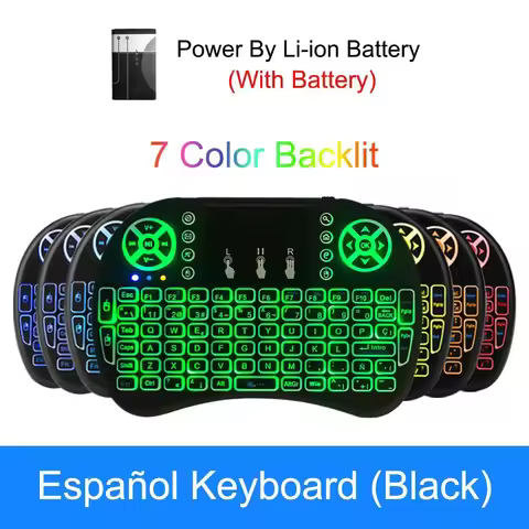 Cool Backlit I8 Mini Air Mouse 2.4G Wireless Keyboard Touchpad English Russian Spanish French Remote