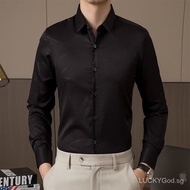 [New Flash Sale]Limited Purchase Business shirt New Ice Silk Slim Fit Shirt Men's European and American Draping Long Sleeve Men's Silky Printed Shirt Non-Ironing