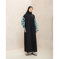MALIKA RUFFLE ABAYA (black-flower)