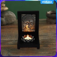 [Etekaxa] Buddha Face Candle Holder, Statue Sculpture Figurine Tea Light Holders Garden Decor Candle Stand for Table Centerpiece Restaurant