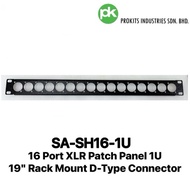 SA-SH16-1U 16 Port XLR Patch Panel 1U 19" Rack Mount D-Type Connector