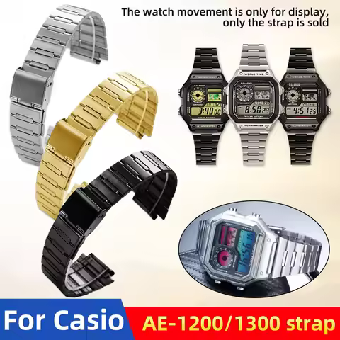 18mm Universal metal strap For Casio Small Square 3299 AE-1200WH/1300WH W-218 AE1200 Stainless steel