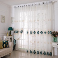 2024 European Embroidery White Retro Sheer Voile Curtain Langisr Sliding Door Window Embroidered Tulle Curtains Voile Tulle Curtains For Window Drape Curtain Hook