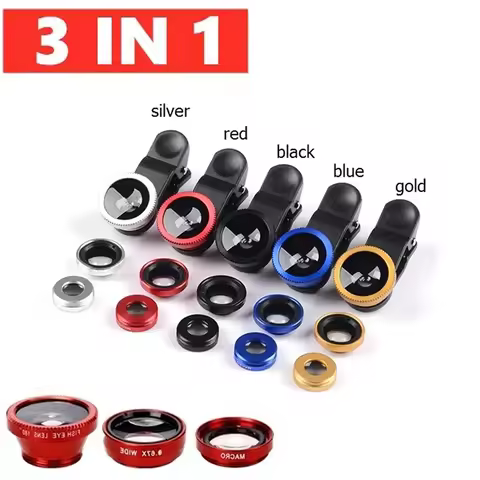 Universal 3 In 1 Fish Eye Lens Wide Angle Macro Smartphone Fisheye Lens Zoom For iPhone Samsung Huaw