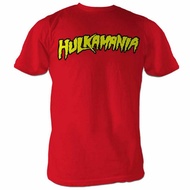 Men's cotton T-shirt Adult Wrestling WWE Hulk Hogan Hulkamania Logo T-shirt Red Vintage Costume Tee 4XL , 5XL , 6XL