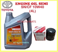 COMBO PACKAGE! Toyota Semi Synthetic ENGINE OIL SN/CF 10W40 10W-40 FOC Toyota Oil Filter MINYAK HITAM TOYOTA SEMI 10W40
