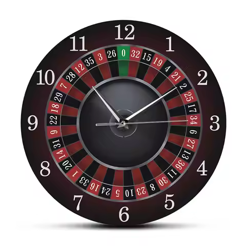 Poker Roulette Silent Non Ticking Wall Clock Las Vegas Game Room Wall Art Decor Timepiece Clock Watc