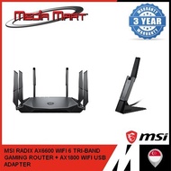 MSI RADIX AX6600 WIFI 6 TRI-BAND GAMING ROUTER + AX1800 WIFI USB ADAPTER (FREE GIFT)
