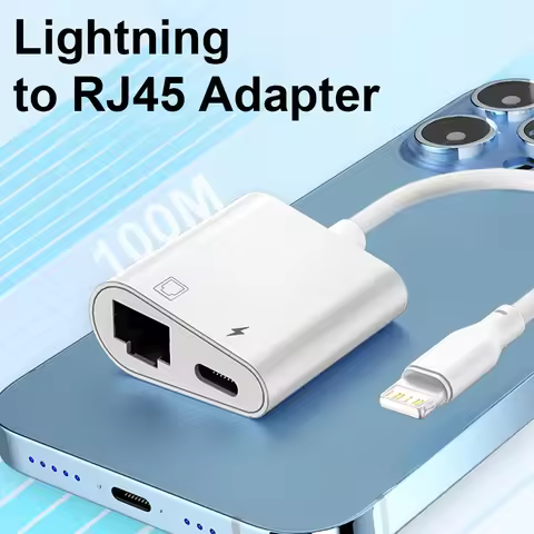 Lightning to RJ45 Ethernet LAN Network Adapter with Charging For iPhone 14 13 12 11 Series 100Mbps H