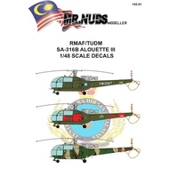 1/48 scale TUDM/RMAF SA-316B Allouette III Decal