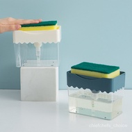 Double Layer Sponge Box with Soap 2-in-1 Dispenser Kitchen Plastic Automatic Scrubber Holder Case