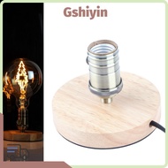 GSHIYMY Lamp Base, E27 E26 Wooden Base Table Lamp Holder, Easy Dimmable Button Vintage Lamp Holder H