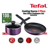 Tefal Cooking Source 3pcs Set (Frypan (24cm) + Saucepan (18cm) + Glass Lid (18cm) B504S295