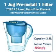Alkaline Water Fitler Jug 3.5L Intact Water Filter Pitcher Activated Carbon Filter Kettle Penapis Ai