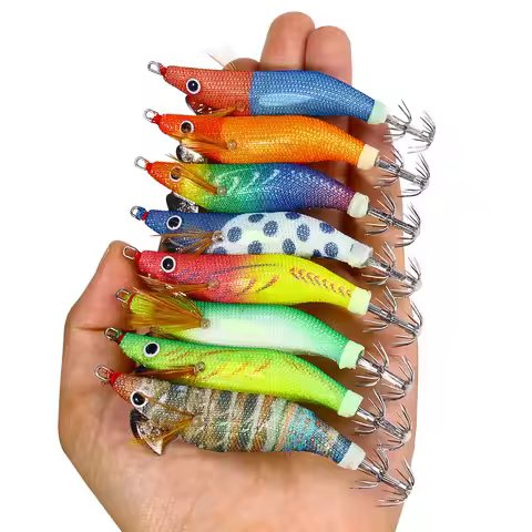 9cm 8g horizontal Squid Jigs Fishing goods Lure Artificial Squid Hook Jigging Baits For Sea Fishing 