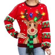 Sweater Cross-Border Christmas Christmas Atmosphere Belt Novel2022Year Elk LED Popular Knitted Sweat