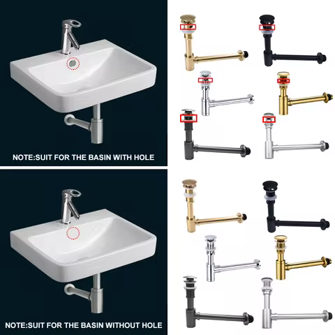 Bathroom Siphon Sink Drain Modern Bathroom Fixtures Bottle Trap Pop Up Filter Fixtures Draine Black 