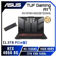 【1.5TB PCIe版】ASUS TUF Gaming A17 FA707NV-0022B7535HS 御鐵灰 華碩薄邊框軍規電競筆電/R5-7535HS/RTX4060 8G/16GB DDR5/1.5TB(512G+1TB)PCIe/17吋 FHD 144Hz/W11/含TUF電競滑鼠【筆電高興價】