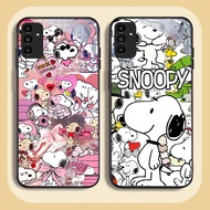 NC-81 Snoopy Glass Case For Samsung A05S A35 A55 A24 A14 A15 A04S A34 A25 M15 A54 S21 FE Plus Ultra