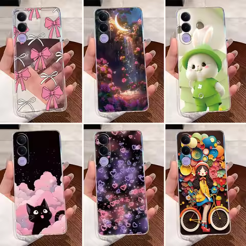 For Vivo V70 FE 5G Case V2550 Clear Luxury Cute Love Heart Rabbit Funny TPU Soft Silicone Phone Case