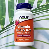 Now Foods Vitamin D3 & K2 1000IU / 45mcg 120 Capsules WO