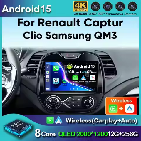 Android 15 Car Radio For Renault Kaptur Captur Clio Samsung QM3 2013 2014 2015 2016 Wireless Carplay