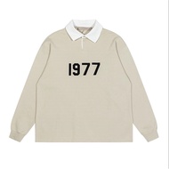 High Street FOG ESSENTIALS Double Line Eighth Season 1977 Digital Flocking Polo Shirt Loose Casual L