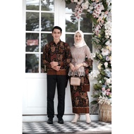 KEMEJA Albatik - NAWANG AYU BROWN COUPLE SET (shirt, skirt free shawl and women's kebaya)