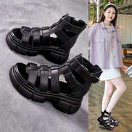 LP-8 Get coupons🪁Summer Leather Surface Dr. Martens Boots Muffin Short Boots Height Increasing Fish Mouth Sandal Boots F