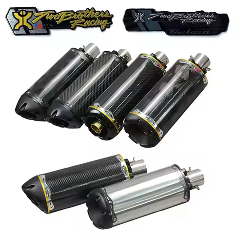 51mm Universal Motorcycle Exhaust Muffler USA Two Brothers Exhaust CNC End Stainless Steel Carbon Fi