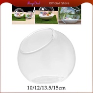 MagiDeal Slant Cut Bowl Vase Glass Terrarium Container Decorative Bevel Cut Plant Bowl Micro Landsca