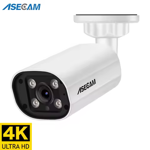 ASECAM 8MP POE IP Camera 4K 15fps Outdoor Hunman Detection CCTV 4MP Audio Onvif Dual Light Video Sur
