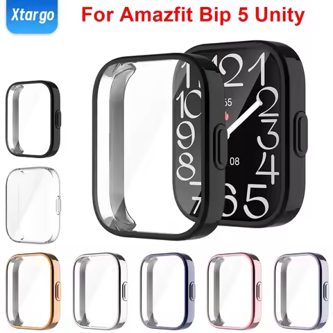 TPU Case for Amazfit Bip 5 Unity Soft Smart Watch Screen Protector All-Around Bumper Protective Cove