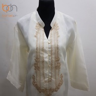 Modern Filipiniana Lady Barong Dress Formal Authentic Barong Tagalog for Women Kimona Quality Piña Organza Chinese Collar Ladies Barong Embroidered- BarakaPH LBL4