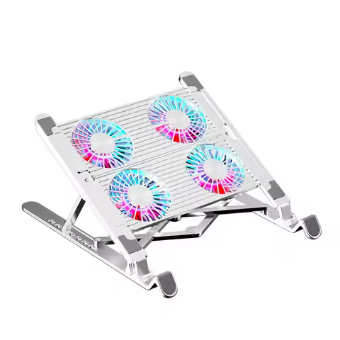 Notebook Stand with 2/4 Fans Foldable Laptop Cooling Fan RGB Silent Gaming Laptop Cooler Fan 7 Heigh