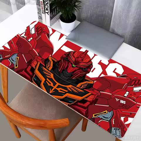 Red White Gundam Head Art Extended Gaming Mouse Pad Waterproof Non-slip