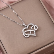 Butterfly Bow Heart Necklace Infinity Symbol 8 Heart Sweater Chain