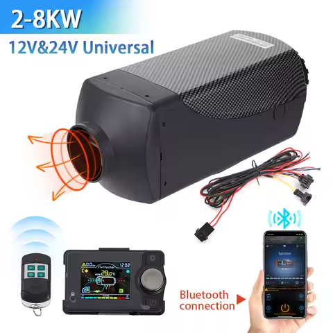 2-8KW Bluetooth Parking Heater Black Universal Current 12V&24V Split Unit For Indoor Outdoor Camping