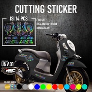 Cutting Sticker Striping Motor Scoopy Fullset isi 14 PCS Stiker Keong Siput custom warna