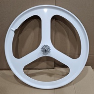 MAGNITUDO 3-Spoke Fixie Rear Wheelset, Magnesium Alloy Material, Glossy White
