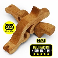 Penyangga Tangkringan Kayu Ukir 1 Set Isi 2 Pcs Stand Penyangga Tangkringan Sangkar Kandang Burung P