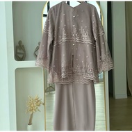 Mahaani Set Baju Kurung Kedah Lace Rosegold by Ceo Chomel (SIZE XL)